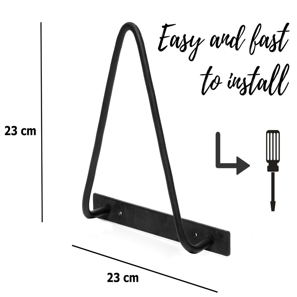 image 1 of NOVECRAFTO Black Hairpin Wall Rack – Magazine & Vinyl Record Storage Organiser – Durable Metal Wall-Mounted Display with Powder-Coated Finish Black