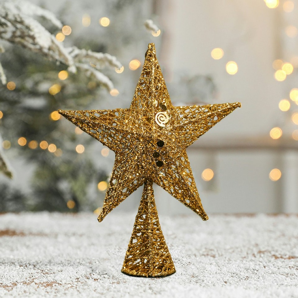 image 1 of Living and Home Wrought Iron Christmas Tree Topper Star Ornament  - 30*40cm