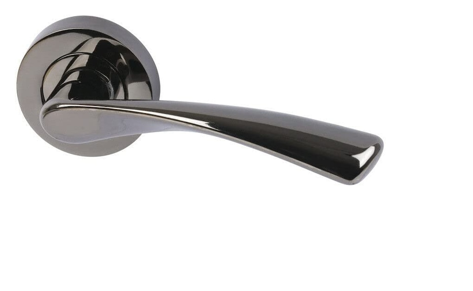 image 1 of Golden Grace Astrid Style Modern Door Handles on Round Rose in Black Nickel Finish | Black | 1 Set