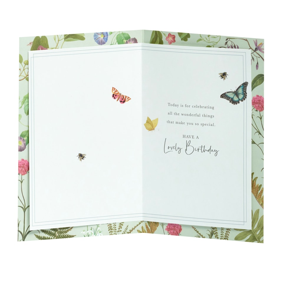 image 1 of Birthday card - Peacock and flowers