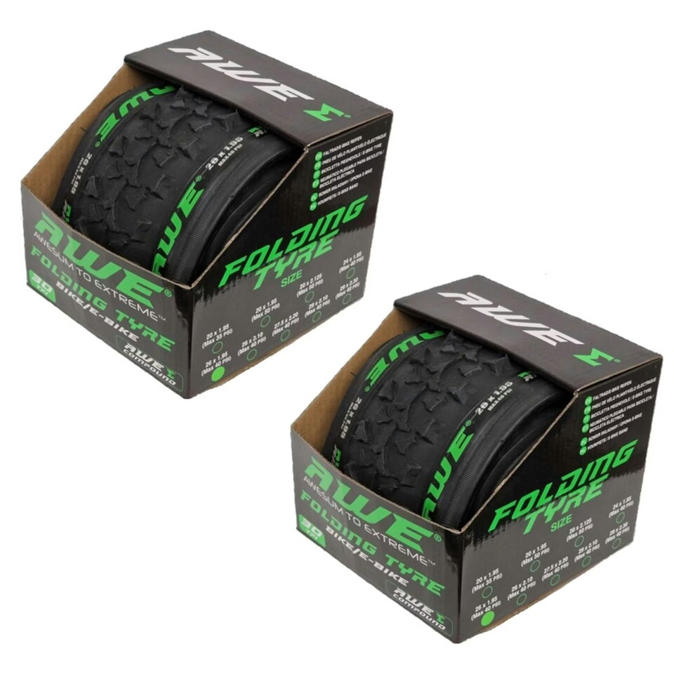 image 1 of AWE AWERide Set x 2 26" x 1.95" Folding Tyre Bike/E-Bike 40 PSI + 30 TPI
