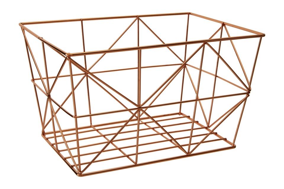 image 1 of Stylish Copper Finish Tapered Wire Basket, Functional Wireframe Basket For Kitchen, High Quality Basket | Gold