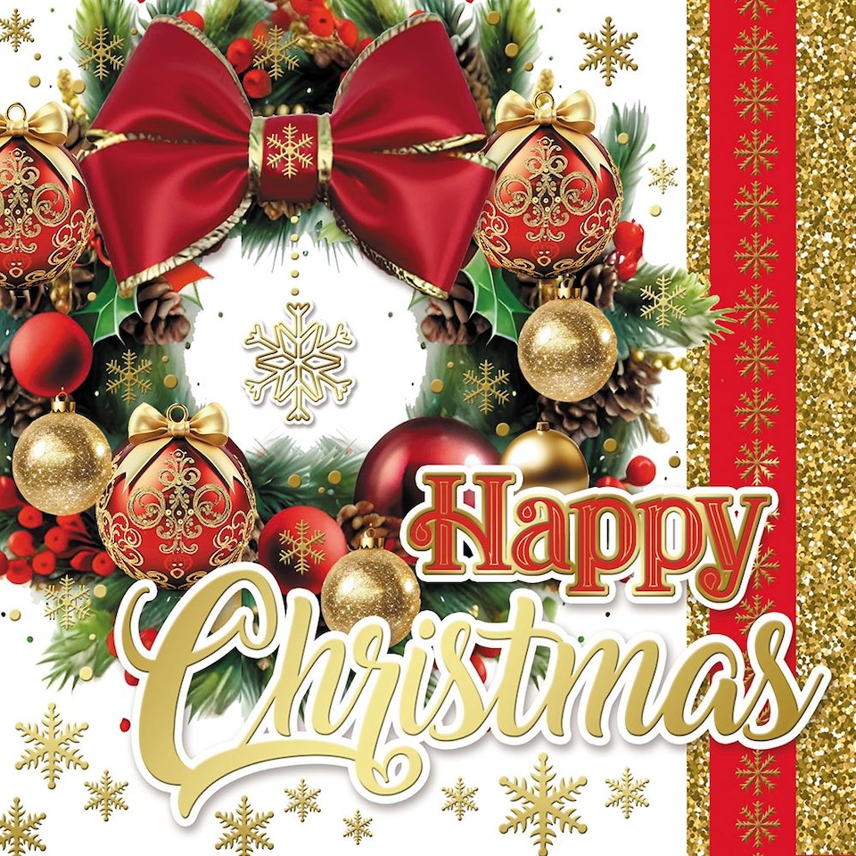 image 1 of Pack of 10 Festive Wreath Christmas Boxed Cards