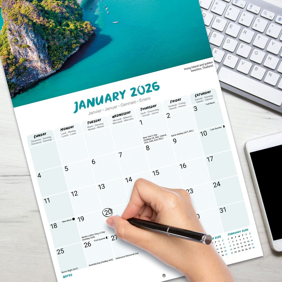 image 1 of Tropical Islands 2026 Calendar | Square Wall Calendar | Travel Gift | Plastic Free Packaging | by Avonside Publishing