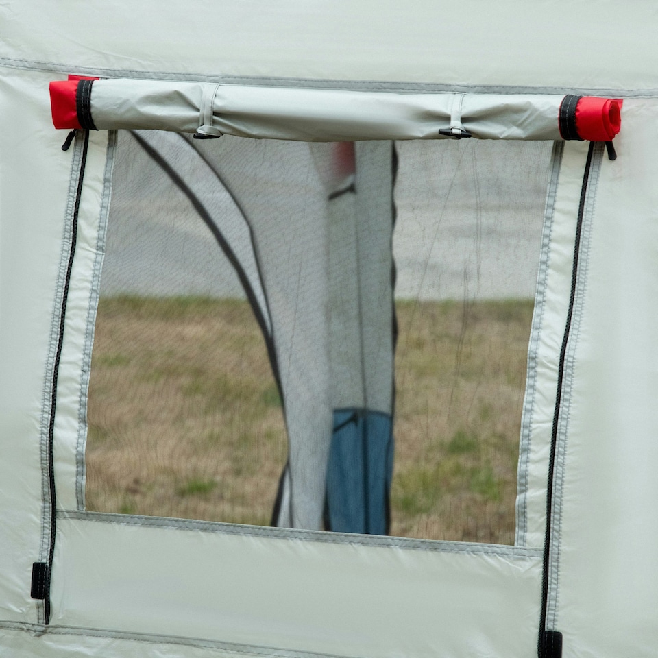image 1 of Outsunny 6-8 Person Tunnel Tent, Two-room Camping Tent with Carry Bag, Grey