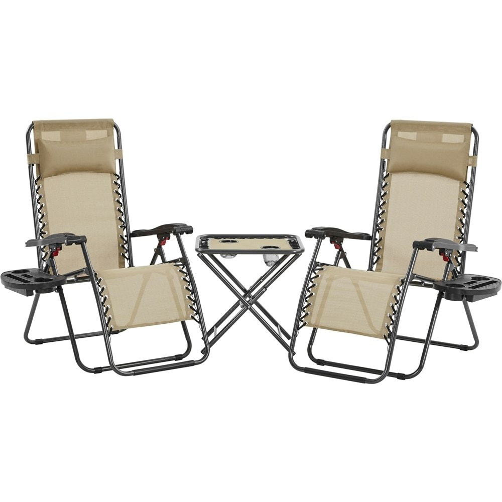 Yaheetech 3pcs Outdoor Zero Gravity Chairs with Table
