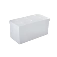 HOMCOM Storage Ottoman Tool Box Faux Leather Folding Bench Foot Rest, White