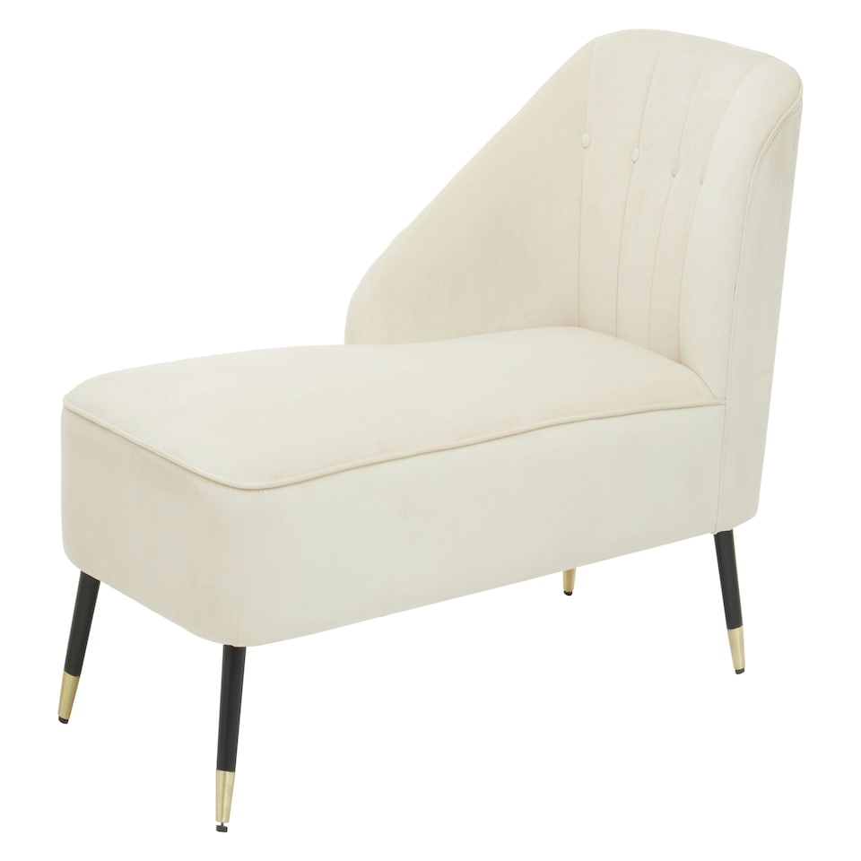 image 1 of Interiors by Premier Cream Chaise Lounge Sofa, Upholstered Velvet Sofa for Lounge, Living Room, Right Arm Chaise Accent Lounge