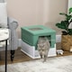 image 7 of PawHut Hooded Cat Litter Box, Pet Toilet w/ Scoop, Tray - Green