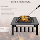image 4 of Outsunny Fire Pit Heater Square Table Patio Metal Black 86 cm Outdoor | Black | Black