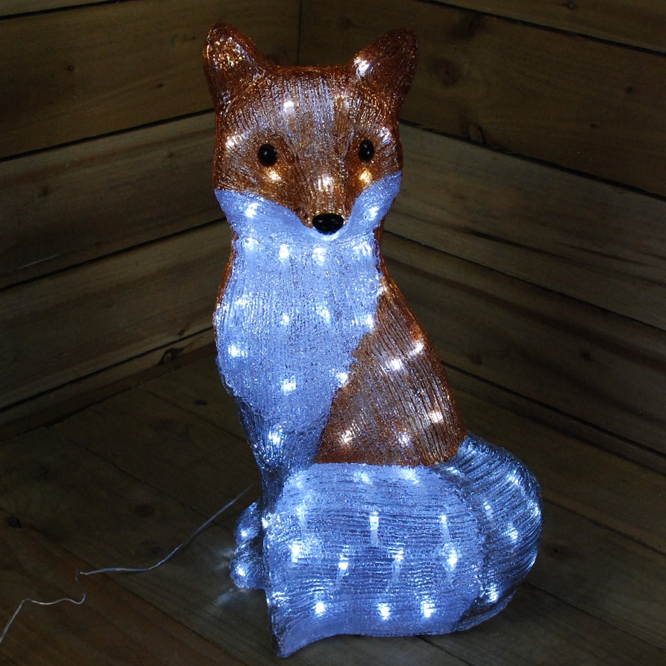 image 1 of 54cm The Snowman & Snowdog 2018 Acrylic Fox Christmas Decoration with 100 Ice White LEDs