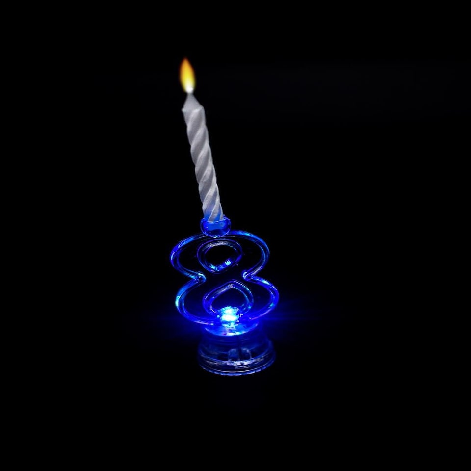 image 1 of Flashing Number 8 Birthday Candle