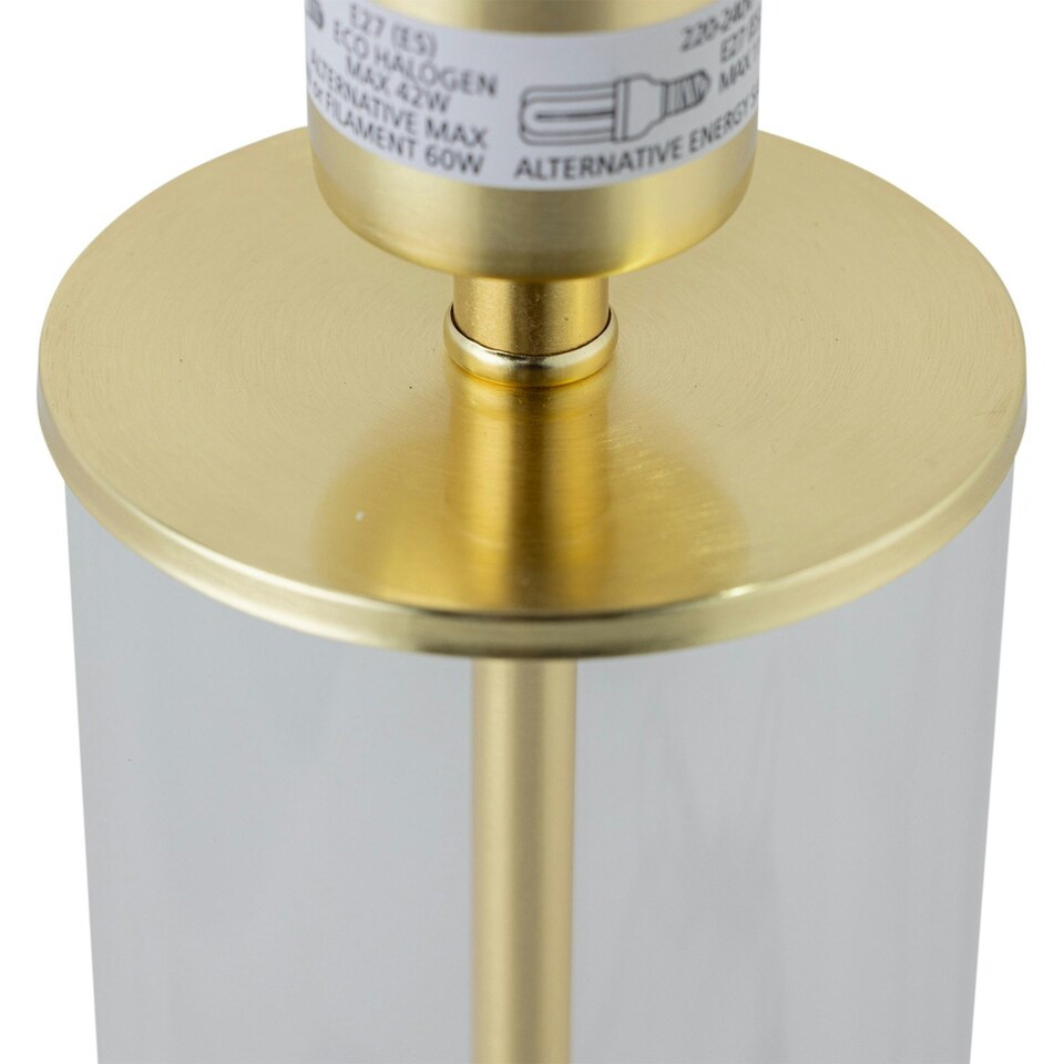 image 1 of Aura - Satin Brass Table Lamp with Black Pleated Velvet Shade Bronze | Black