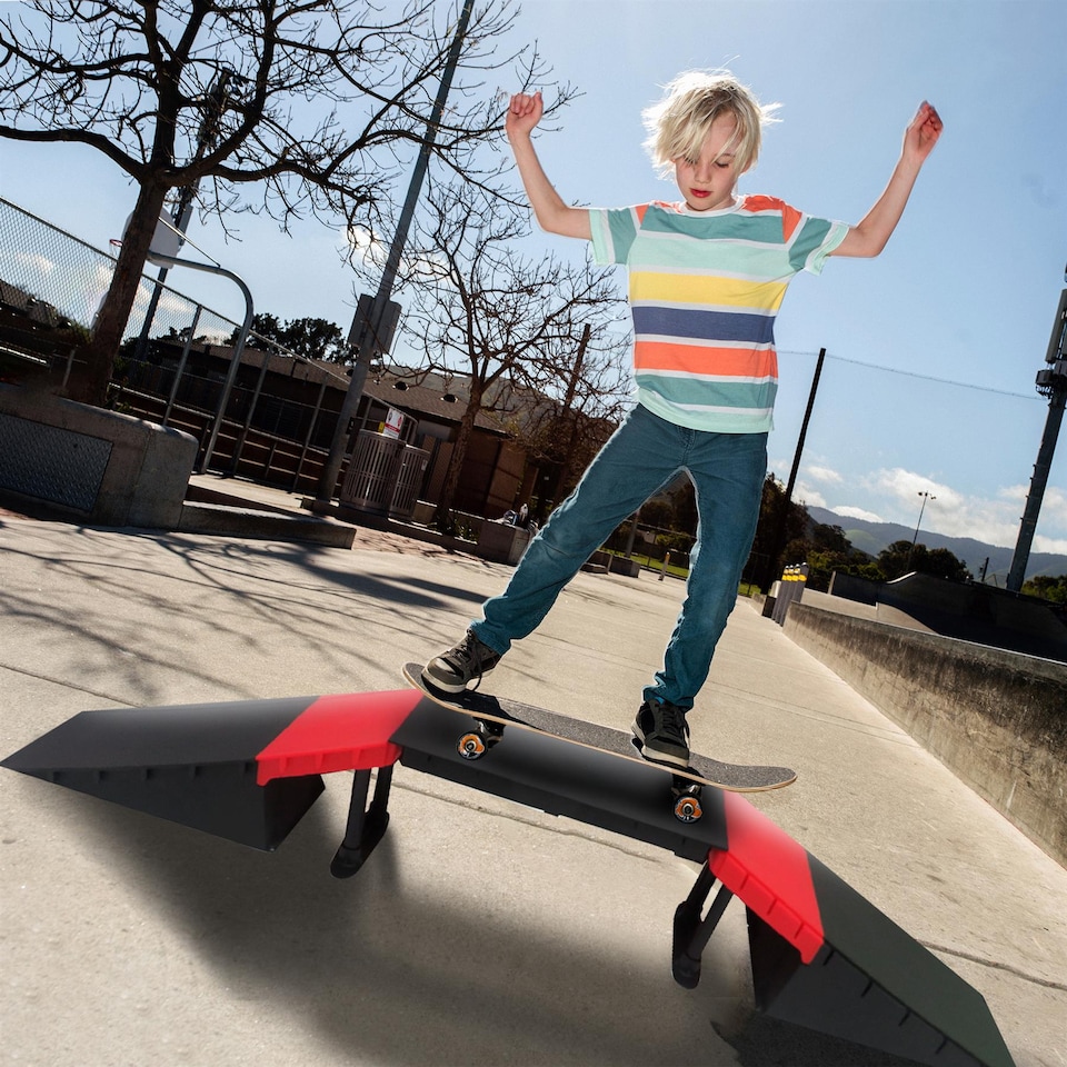 image 1 of GEEZY Multi-Functional 6-in-1 Mini Ramp Set For Roller Skates, Skateboards, Black