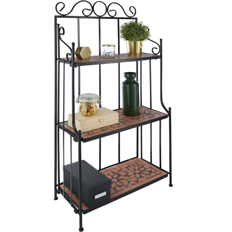 image 1 of Plant Stand - 3 levels, mosaic design | Brown | terracotta | 61 x 29 x 114 cm | 1