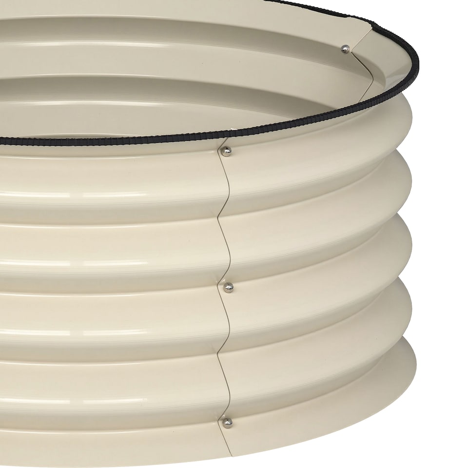 image 1 of Outsunny Steel Raised Beds for Garden Set of 2, Outdoor Elevated Planter Box with Safety Edging, Easy-to-assemble Stock Tank for Growing Flowers, Herbs and Vegetables, Cream White