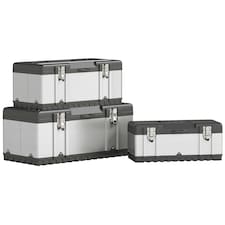 HOMCOM 3 Pieces Tool Case Set, 23" 19" 16" Stainless Steel Tool Boxes Grey