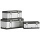 image 1 of HOMCOM 3 Pieces Tool Case Set, 23" 19" 16" Stainless Steel Tool Boxes | Grey