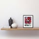 image 2 of Red Anemone Flower Bloom Watercolour 9x7" Black Framed Wall Art Print