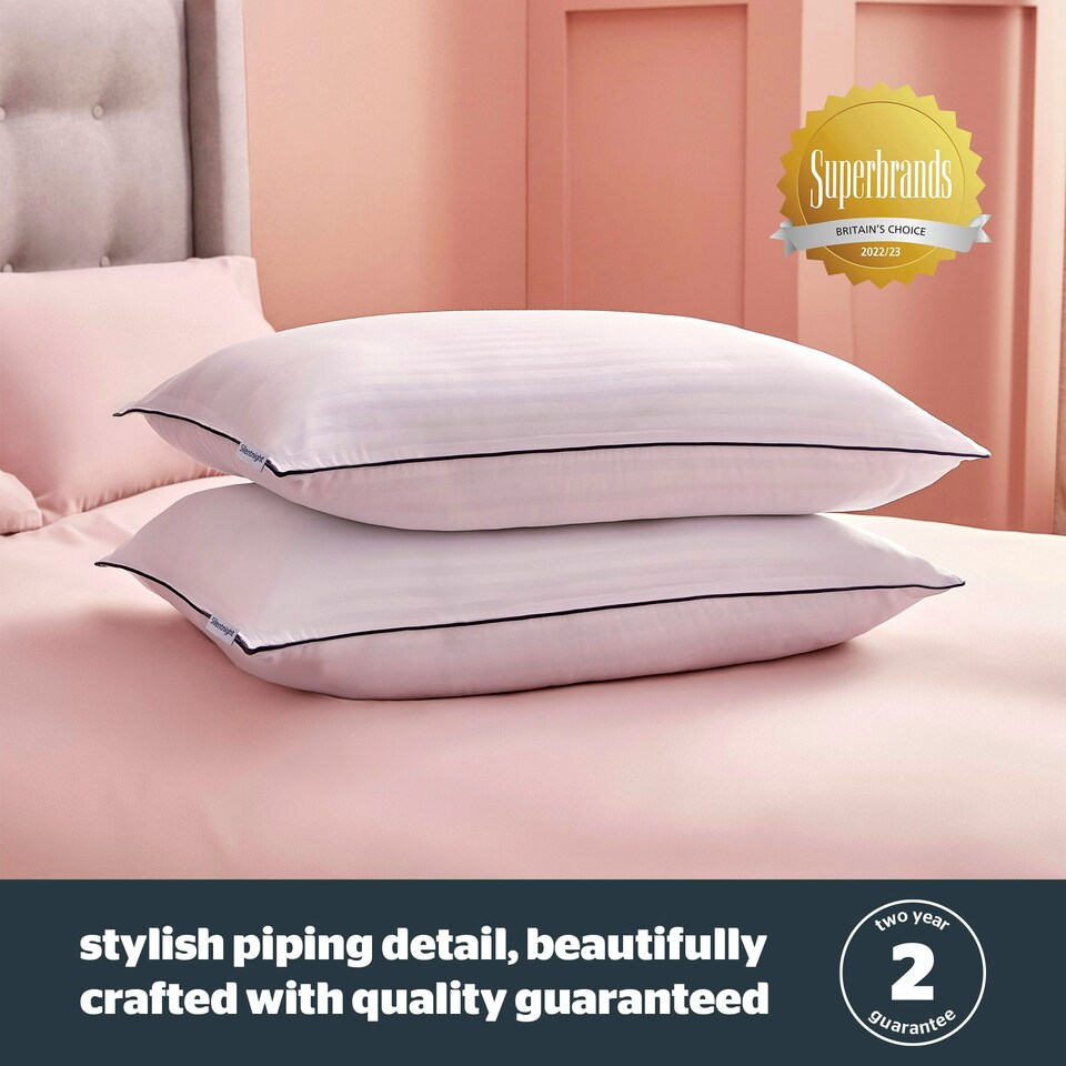 image 1 of Silentnight Luxury Hotel Collection Piped Bed Pillows, Hypoallergenic, Soft Medium Support, 4 Pack