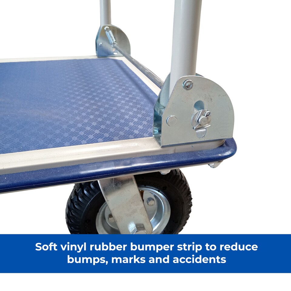 image 1 of Bristol Tool Company Pneumatic Wheel Platform Truck, 350kg Capacity, Foldable Handle, Steel Frame | Blue
