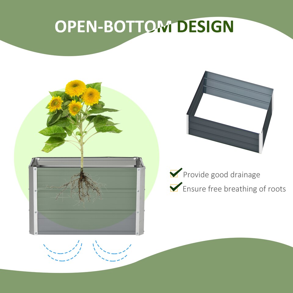 image 1 of Outsunny Raised Garden Bed Metal Planter Box for Vegetables Flower