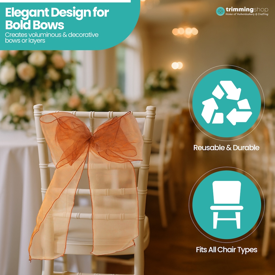 image 1 of 17 x 280cm Organza Chair Sashes, Sheer Sash Ties - 25pcs