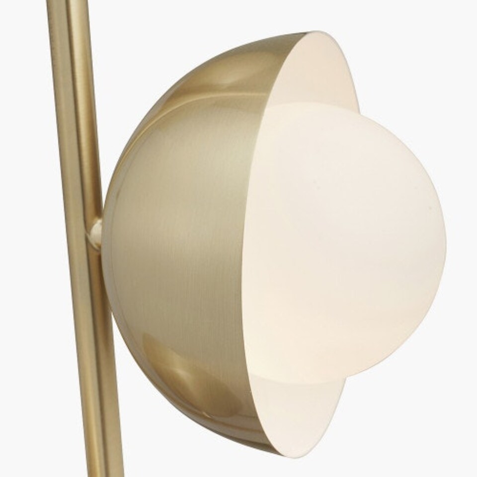 image 1 of Brass Metal and White Orb Dome Floor Lamp