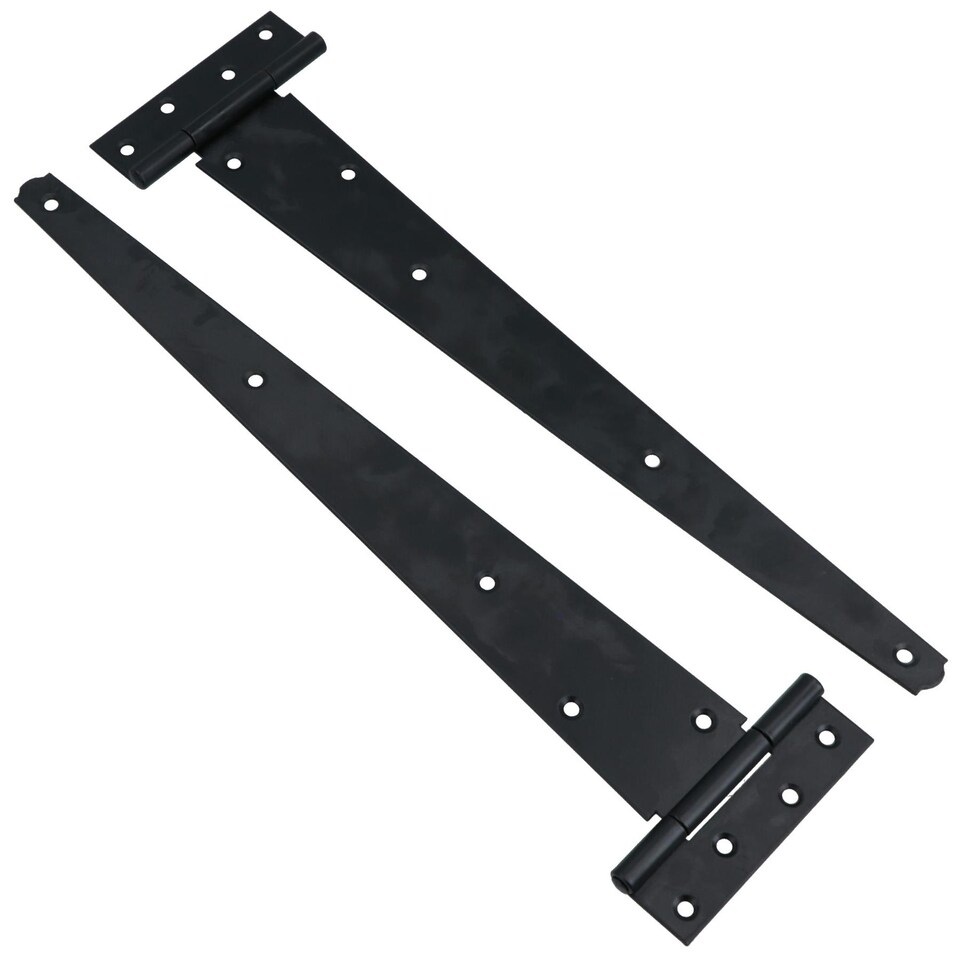 image 1 of 16in / 400mm Heavy Duty T Tee Hinges For Shed + Garden Gates Black Finish 10pc