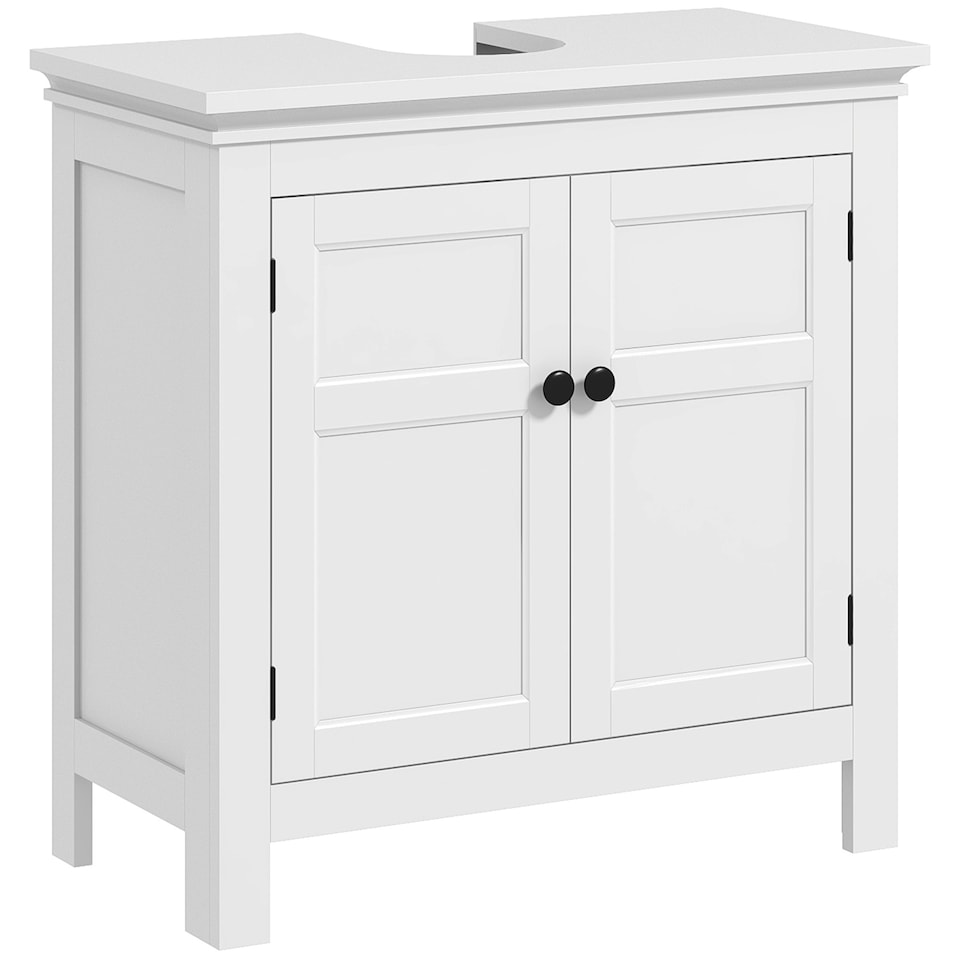 image 1 of HOMCOM 2-Tier Bathroom Sink Cabinet, Freestanding Storage Cabinet, White 