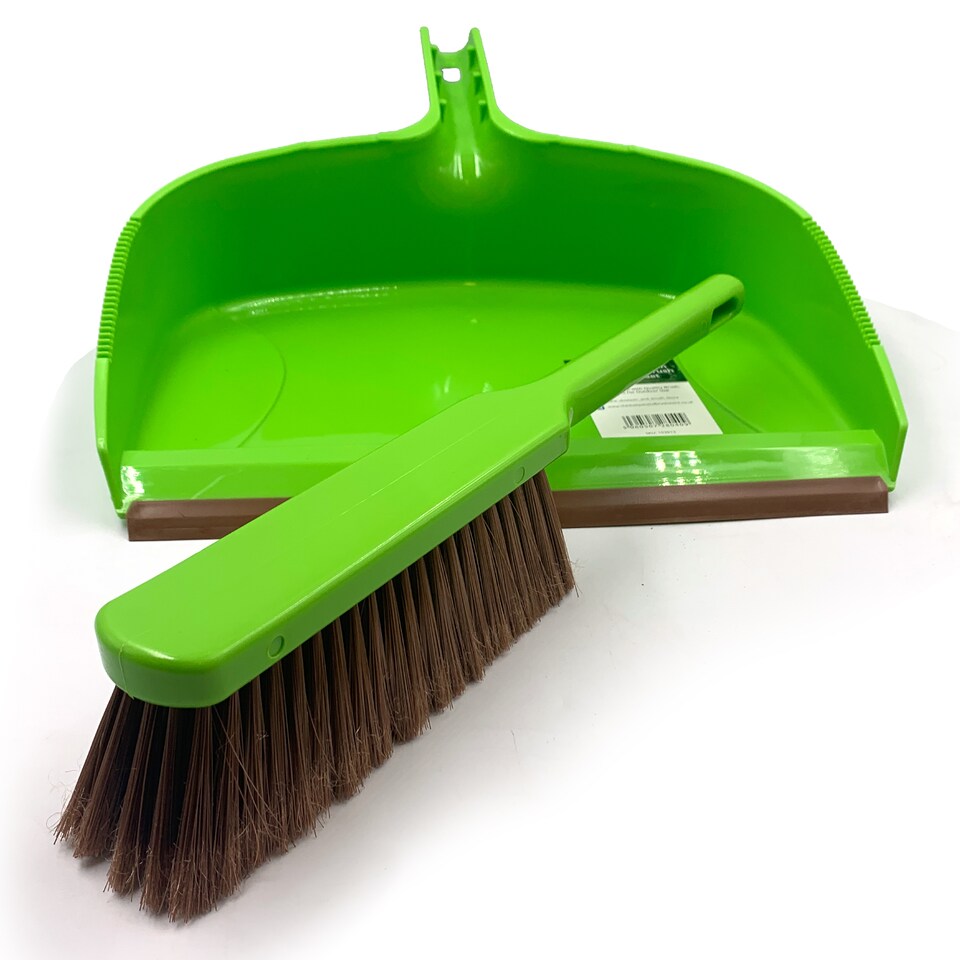 image 1 of Deluxe Garden Dustpan and Brush Set Large Outdoor Dustpan with Stiff Bristle Brush