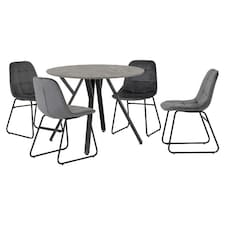 Athens Round Dining Set with 4 Lukas Chairs Grey