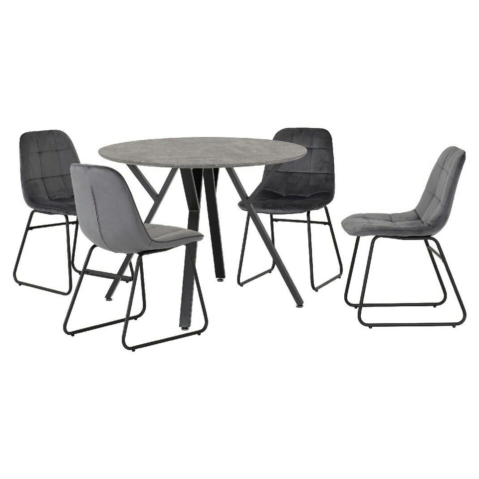 image 1 of Athens Round Dining Set with 4 Lukas Chairs Grey