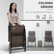 image 3 of Outsunny Set of 2 Outdoor Wicker Folding Chairs, Patio PE Rattan Dining Armrests Chair set with 7 Levels Adjustable Backrest, for Outdoors, Camping, Brown