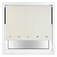 FURNISHED Blackout Roller Blind with Round Eyelets & Metal Fittings | Cream | Cream | (W) 110cm x (L) 165cm