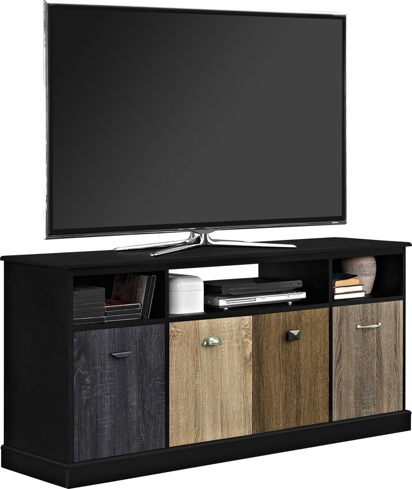 image 1 of Mercer TV Console with 4 Doors Multicolour/Black | Black | Black | One Size | 63