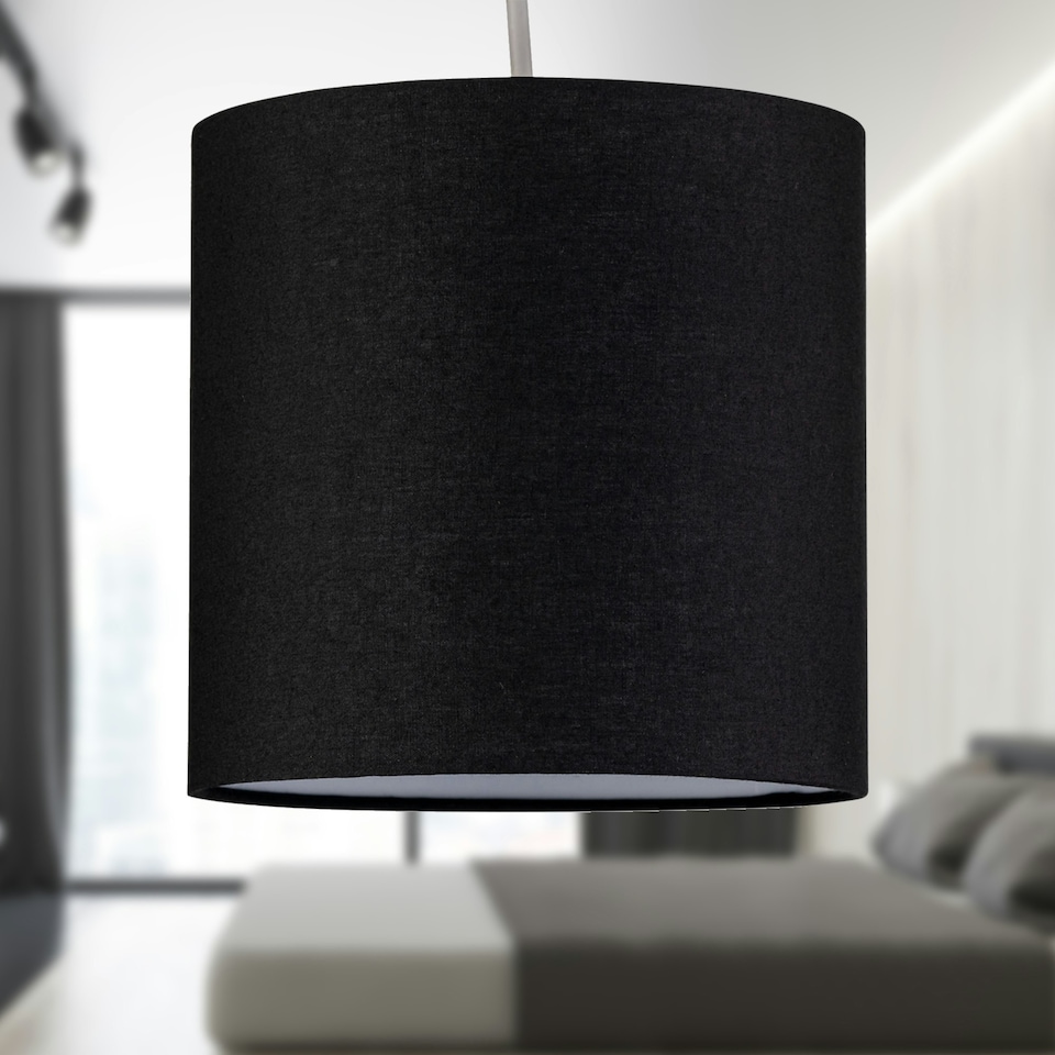image 1 of Set of 2 Black Textured Cotton 17cm Table Lamp Shades Black