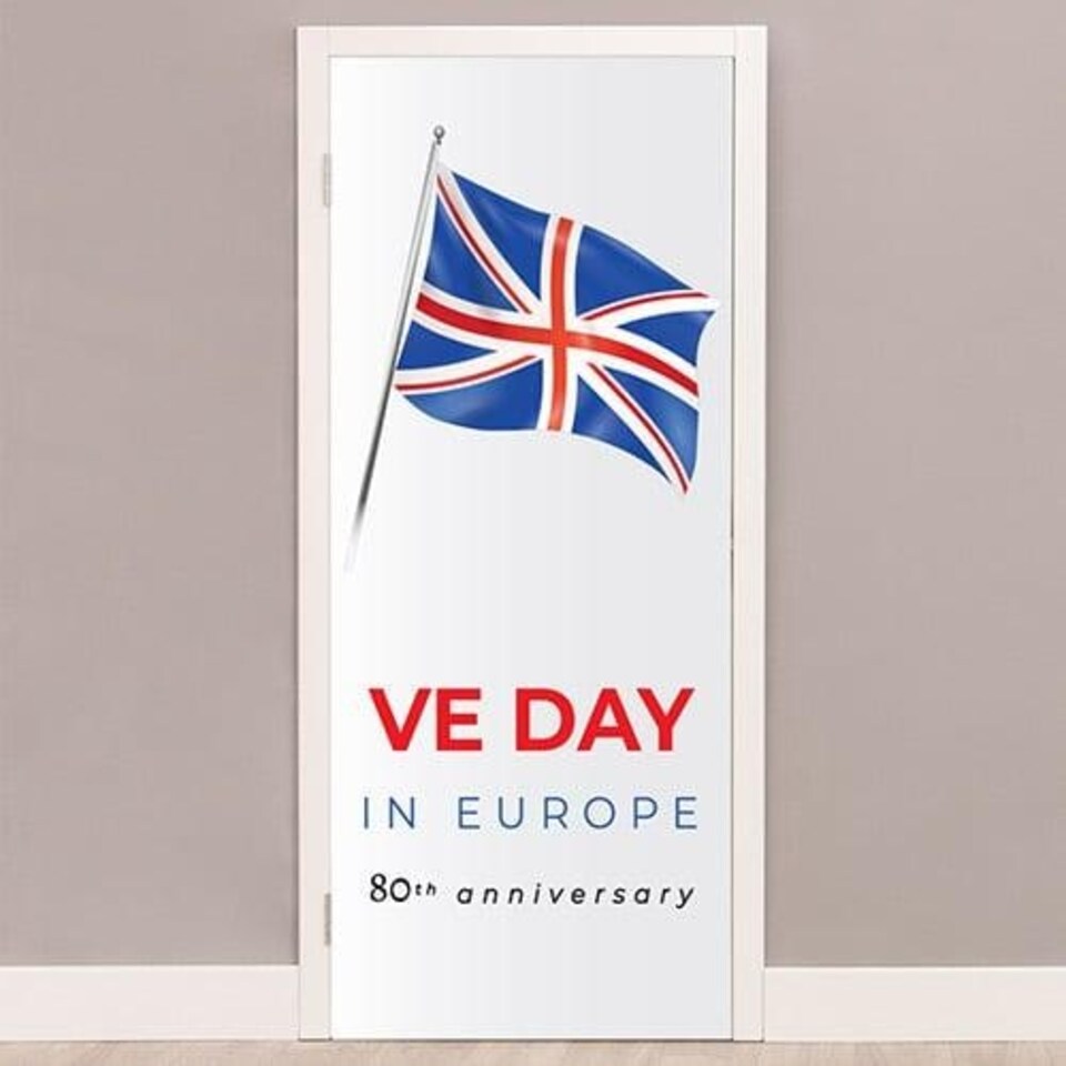 VE Day White Door Cover PVC Party Sign Decoration 30cm x 120cm