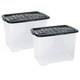image 2 of 3 x 80L Clear Plastic Curve Storage Container With Black Lid Ideal For Home & Office Organisation Clear