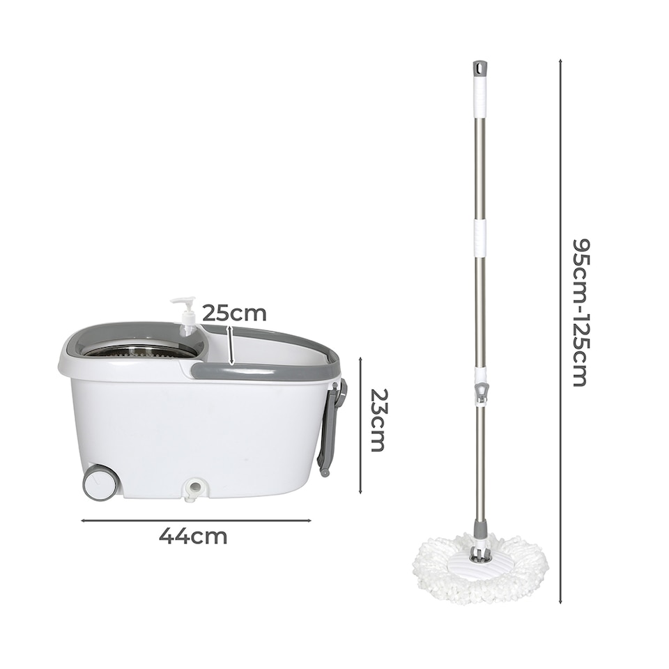image 1 of Cleanflo Stainless Steel Spin Mop Bucket Set | White | White