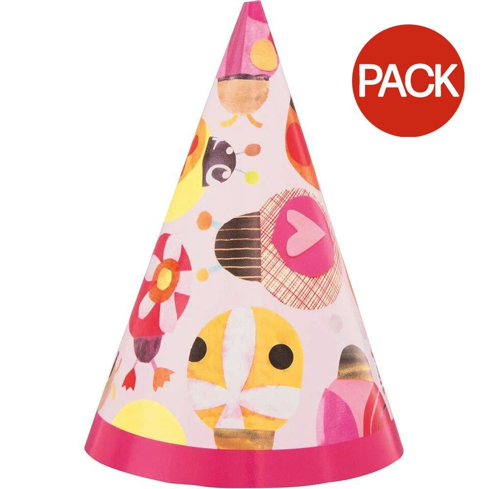 Unique Party Mini Ladybird 1st Birthday Party Hats (Pack of 8) - Pink - One Size