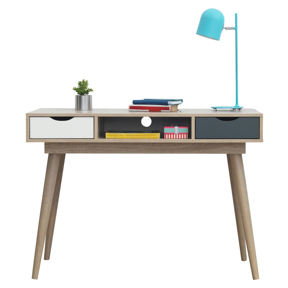 image 1 of Alford 2 Drawer Dressing Table White & Grey Finish