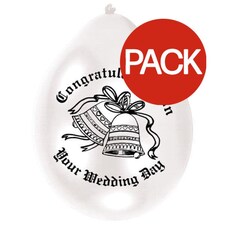 Amscan Latex Wedding Bells Balloons (Pack of 10) - Black/Pearl White - One Size