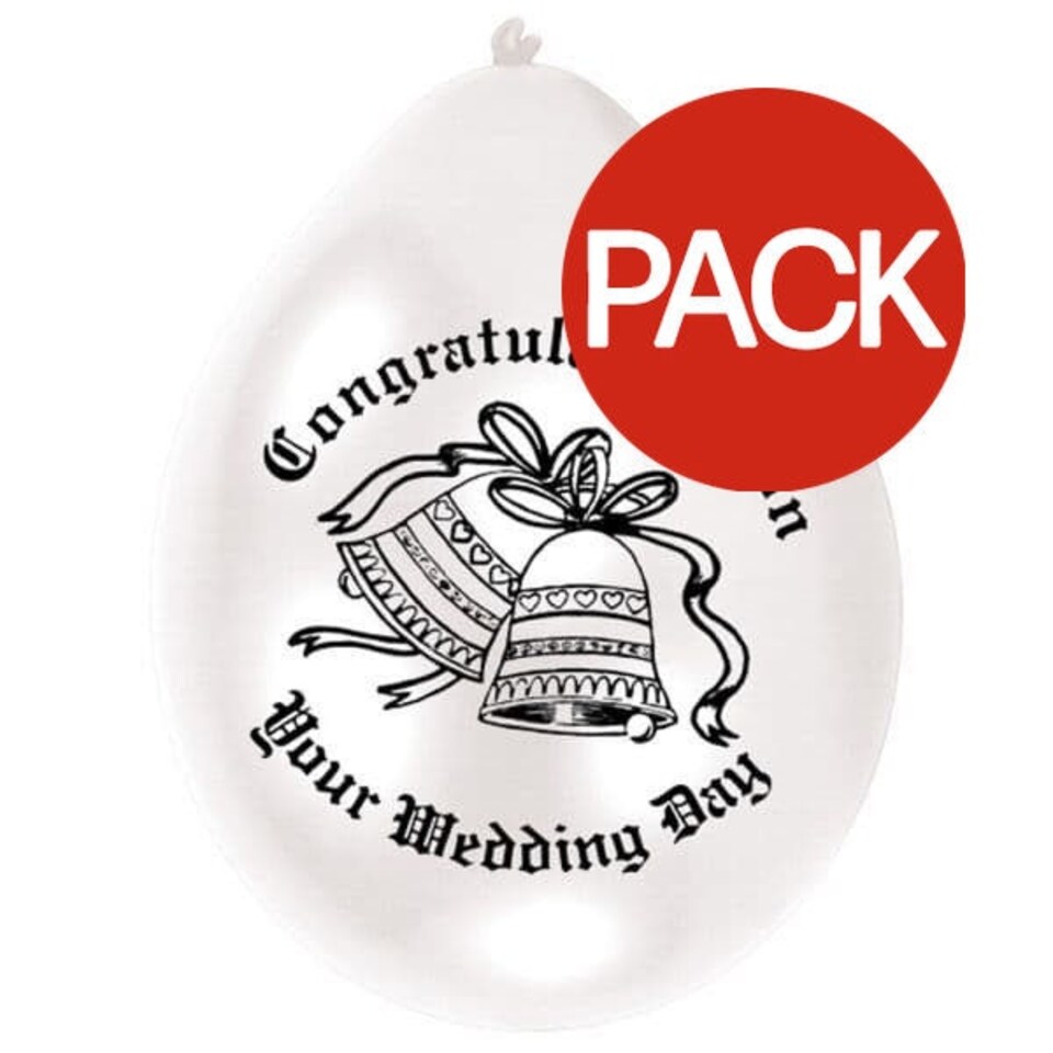 Amscan Latex Wedding Bells Balloons (Pack of 10) - Black/Pearl White - One Size