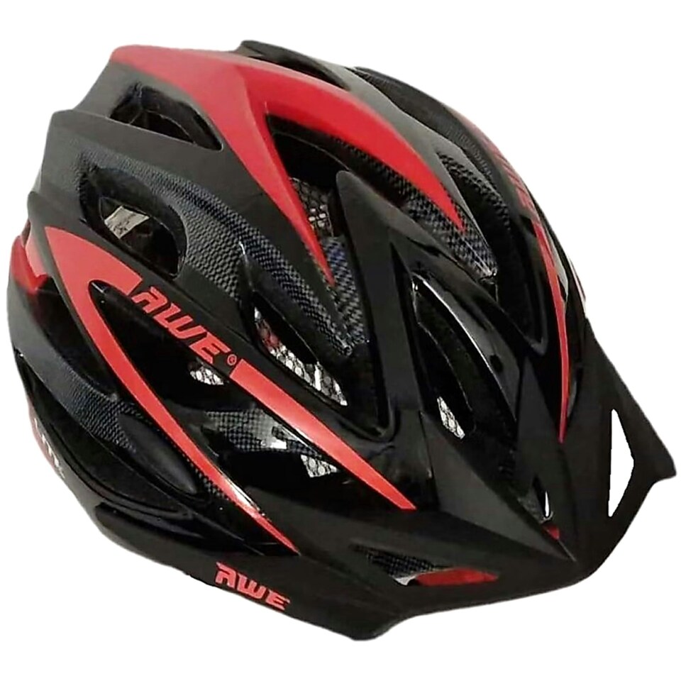 image 1 of AWE AweAeroLite In Mould Adult Bike Helmet Black/Red Large 58-61cm Crash Guarantee* | Black | Red