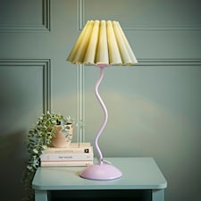 ValueLights Wiggle Sage Pleated Scallop Lamp Shade Pale Purple Metal Table Lamp Purple | Green