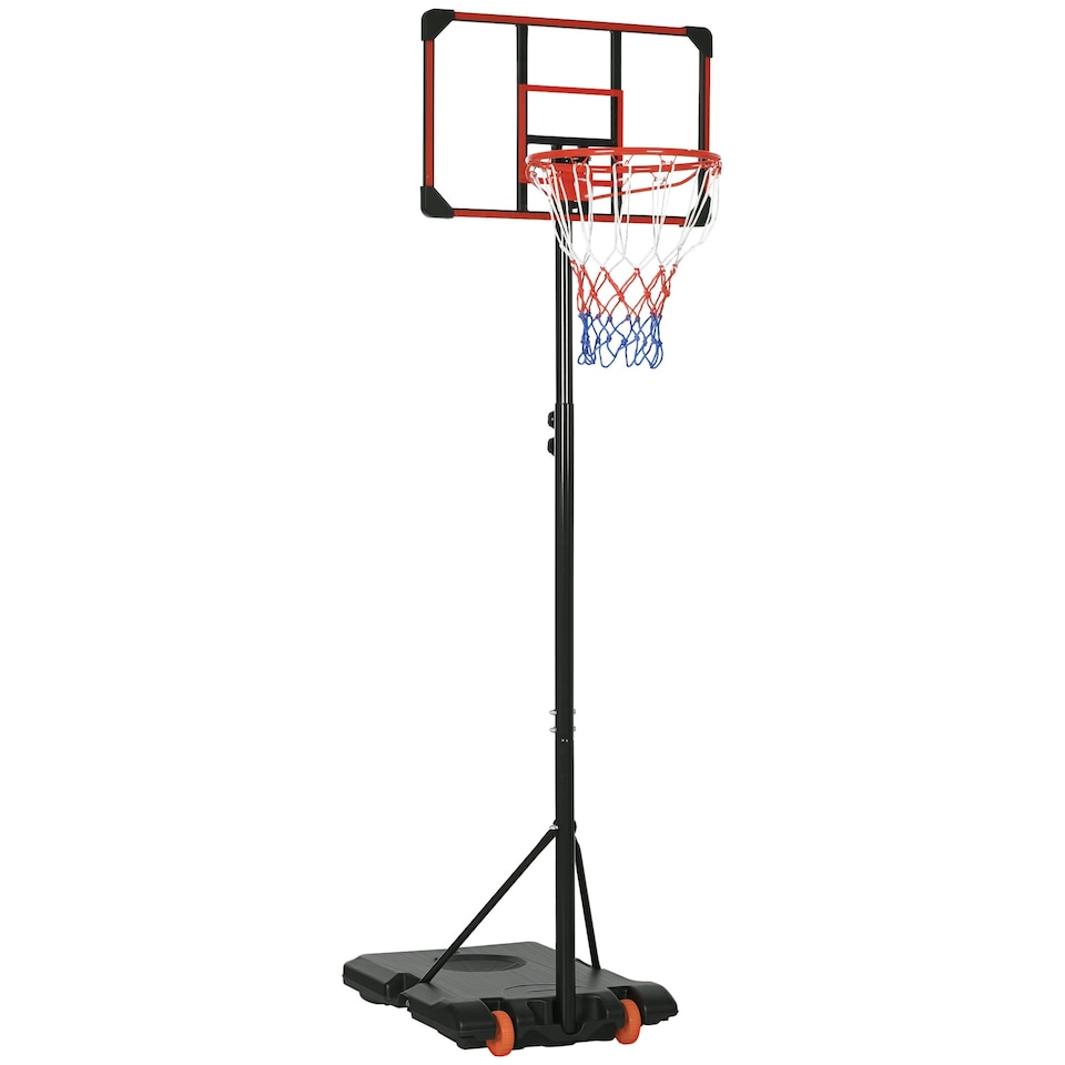 image 1 of SPORTNOW Adjustable Basketball Hoop and Stand w/ Wheels, 1.8-2.1m, Red