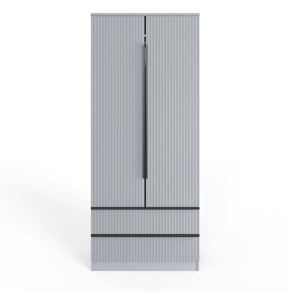 image 1 of FWStyle Lania Ripple Ridged 2 Door 2 Drawer Combination Wardrobe Matt Grey Grey