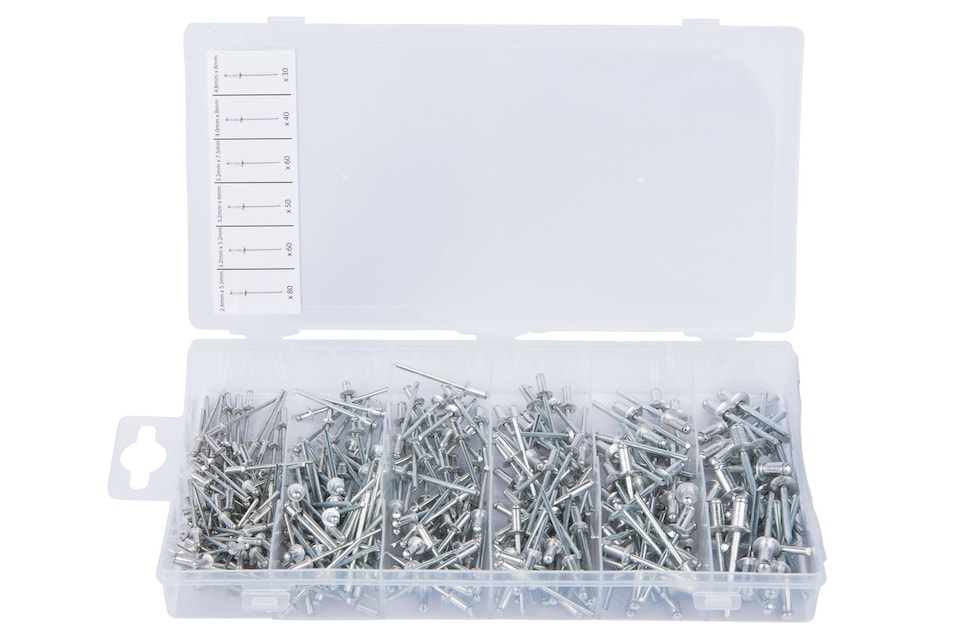 image 1 of Blue Spot Tools - 320 Pce Assorted Blind Rivet Set (2.4mm, 3.2mm, 4.0mm, 4.8mm)