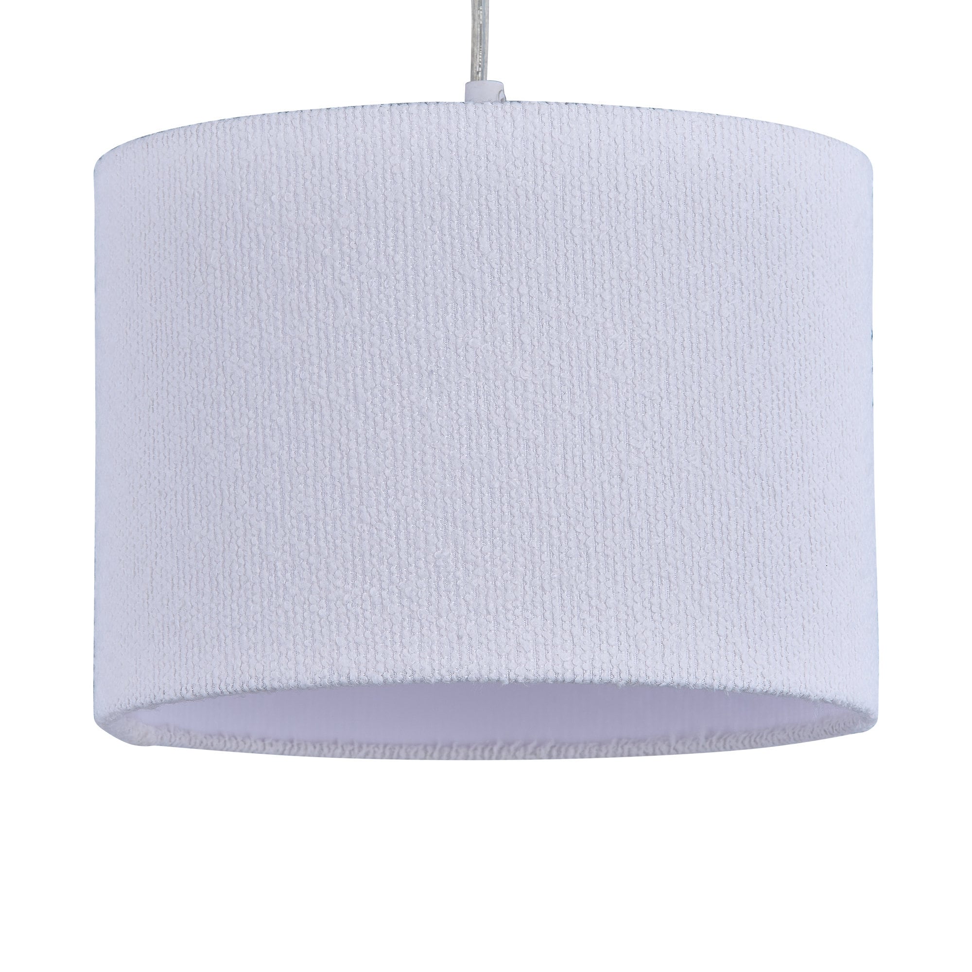 First Choice Lighting Boucle Off-White 25cm Easy Fit Pendant Shade or Table Lampshade in White